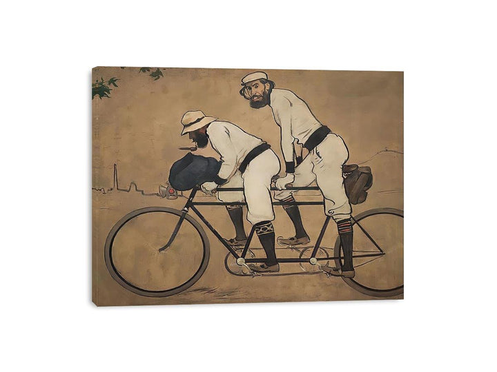 Self Portrait of Casas with Pere Romeu on a Tandem, 1897 Canvas Print