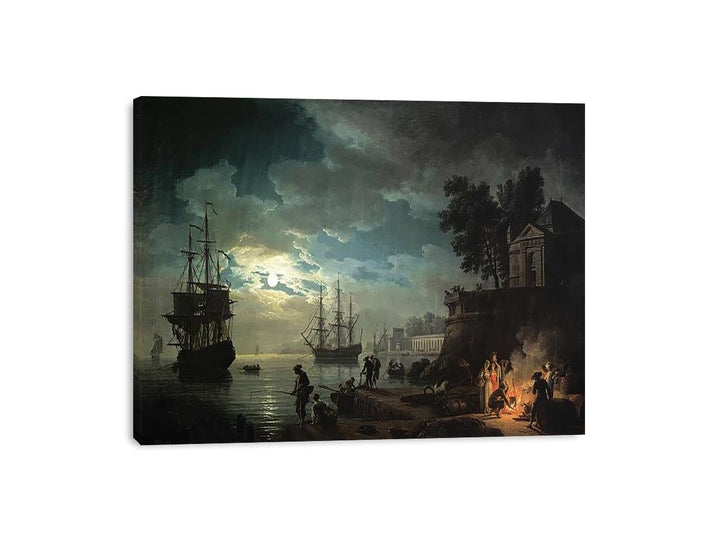 Night A Port in the Moonlight, 1748 Canvas Print