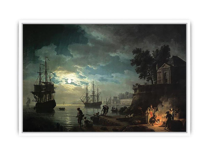 Night A Port in the Moonlight, 1748 Framed Print