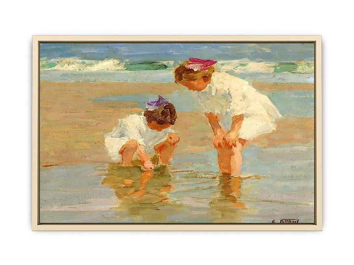 Girls Playing in Surf  Art Print