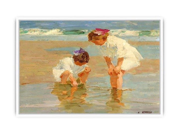 Girls Playing in Surf Framed Print