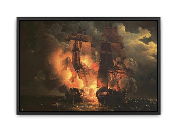 Battle Between the French Frigate Arethuse and the English Frigate Amelia in View of the Islands of Loz, 7th February 1813  Painting