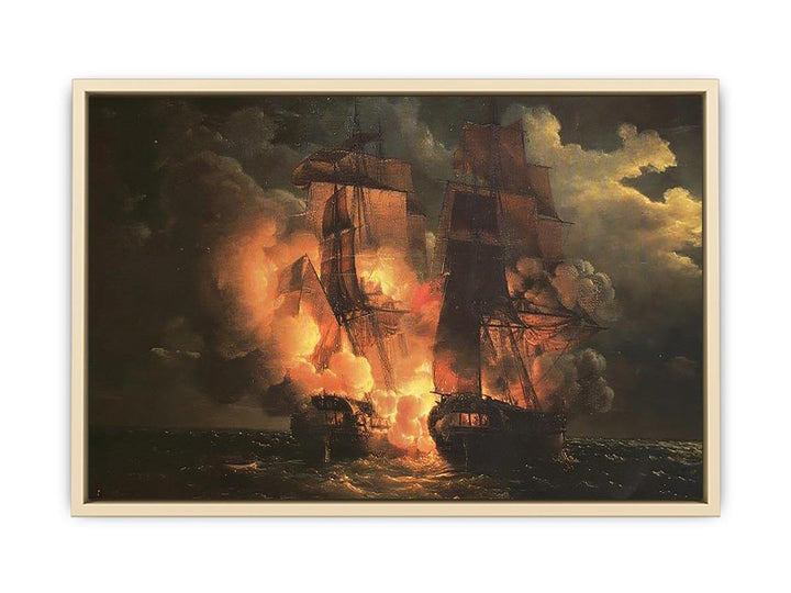 Battle Between the French Frigate Arethuse and the English Frigate Amelia in View of the Islands of Loz, 7th February 1813  Art Print