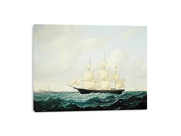 Dashing Wave' clipper ship off Boston Light, 1855 Canvas Print