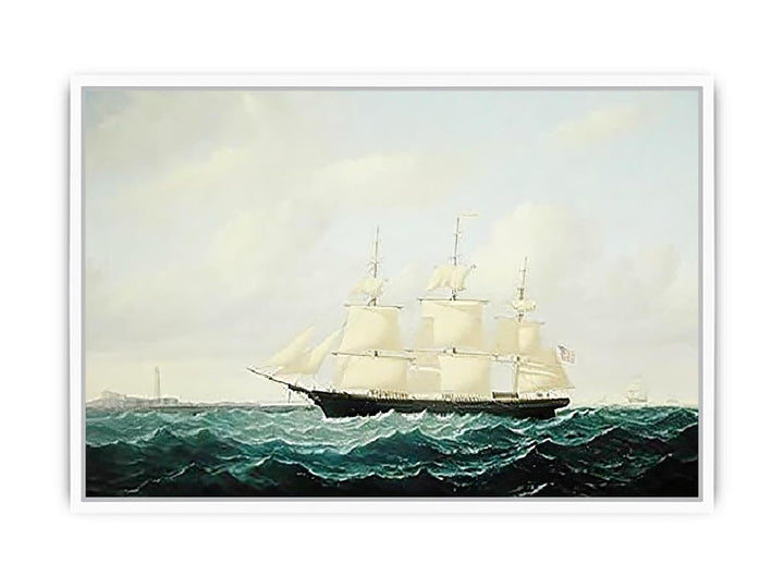 Dashing Wave' clipper ship off Boston Light, 1855 Framed Print