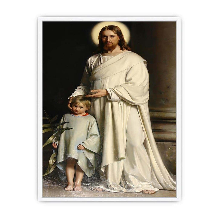 Christ and a Boy Framed Print