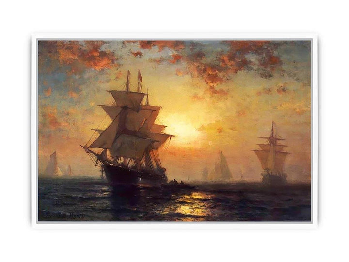 Ships at Night Framed Print