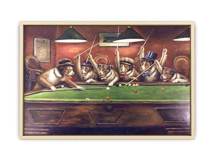 Dogs Playing Pool  Art Print