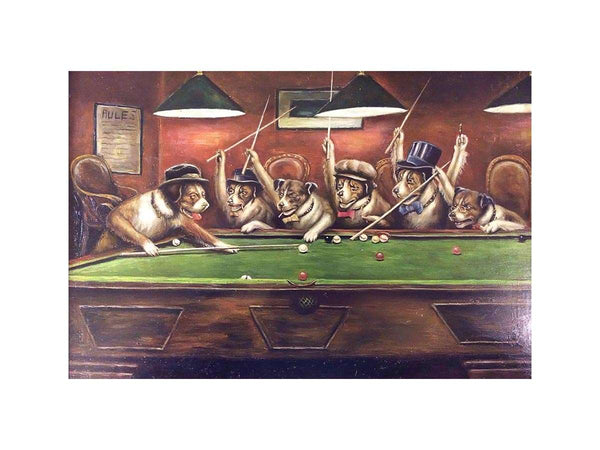 Dogs Playing Pool
