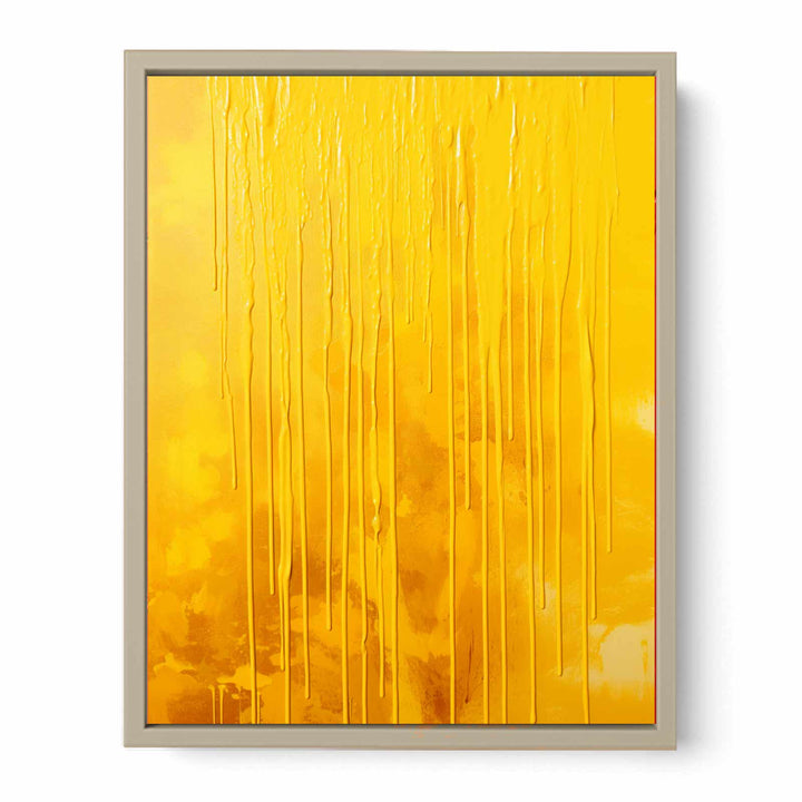 Yellow Dripping Color Painting Framed Print
