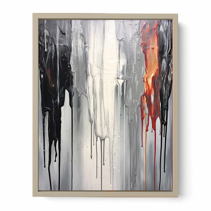 Grey Dripping Color Painting Framed Print