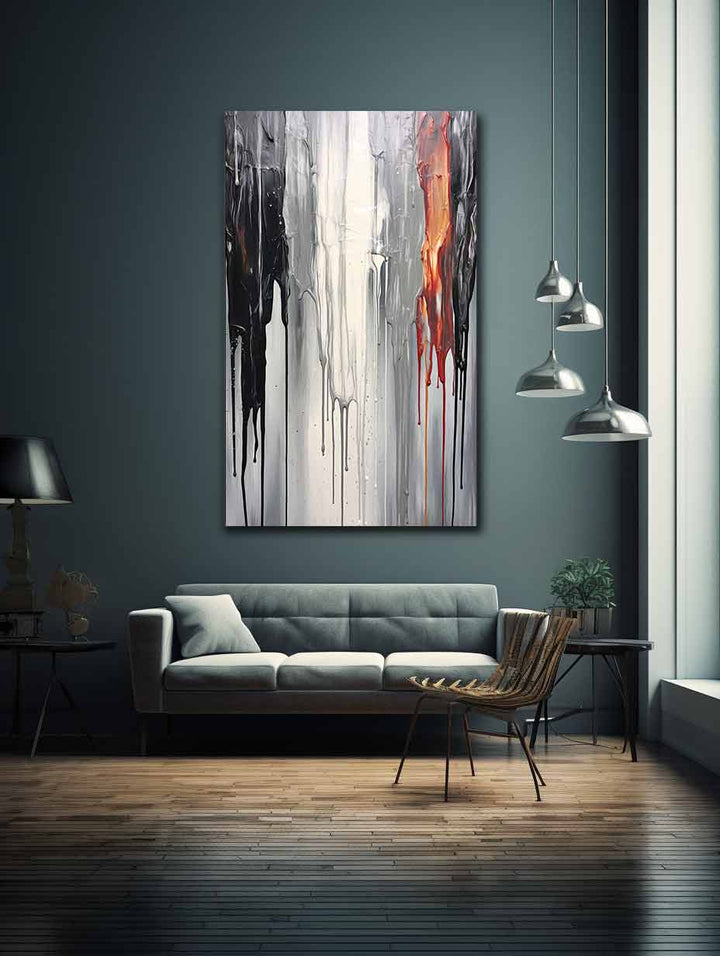 Grey Dripping Color Painting 