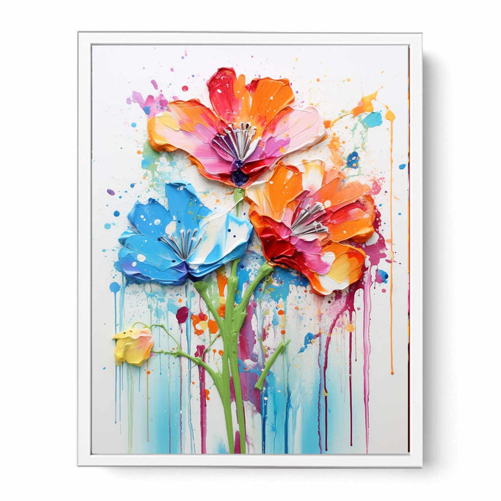 Color Drips Flower Art Painting  Canvas Print