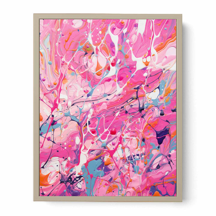 Pink Dripping Color Painting Framed Print