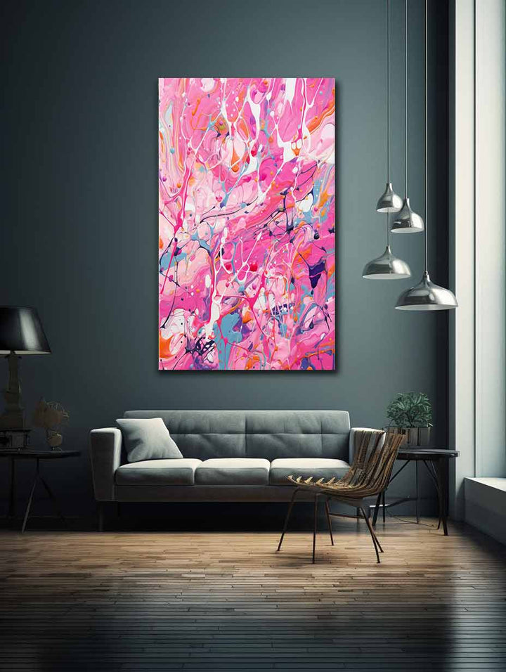 Pink Dripping Color Painting 