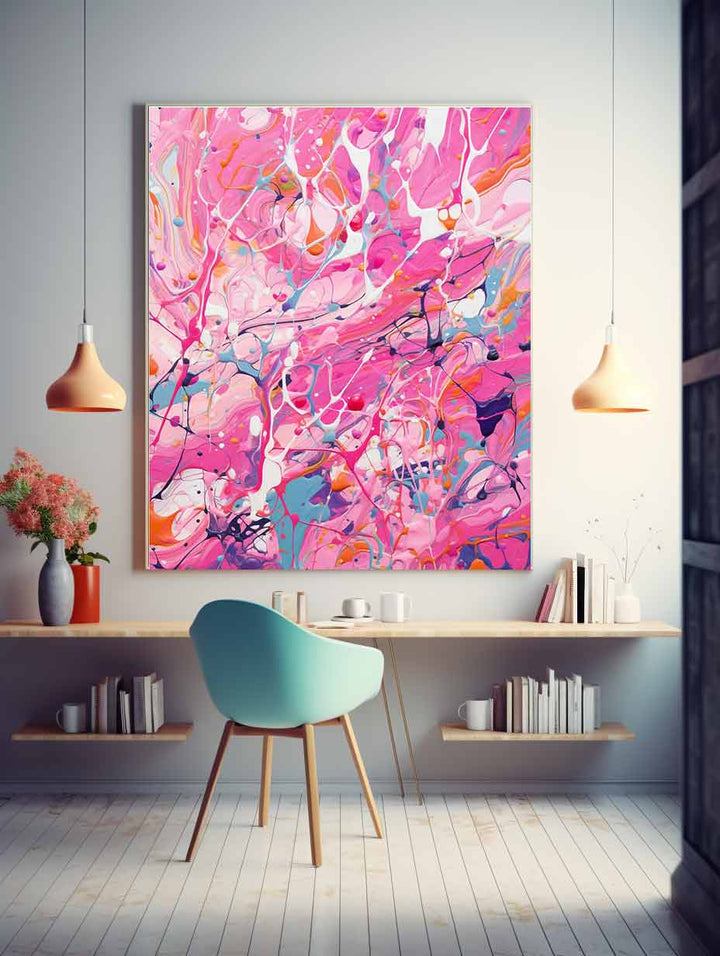 Pink Dripping Color Painting 