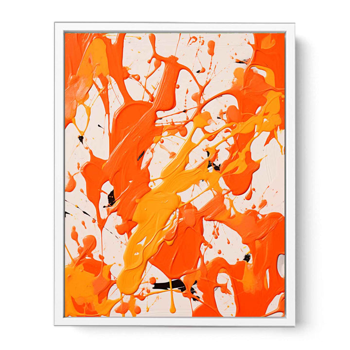 Orange Art Dripping Color Painting  Canvas Print