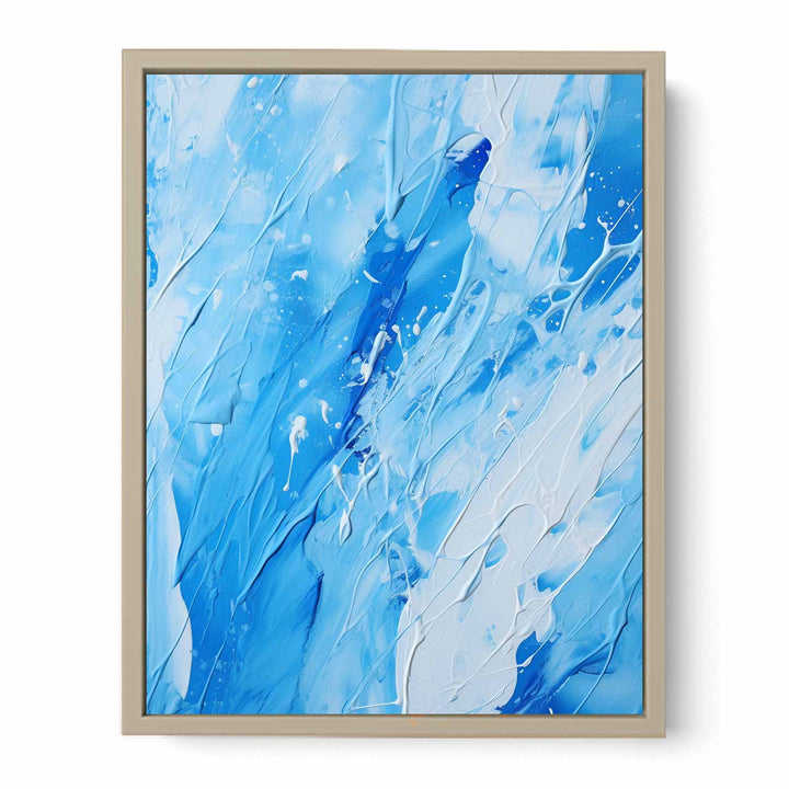 Blue White Art Painting Color Drips Framed Print