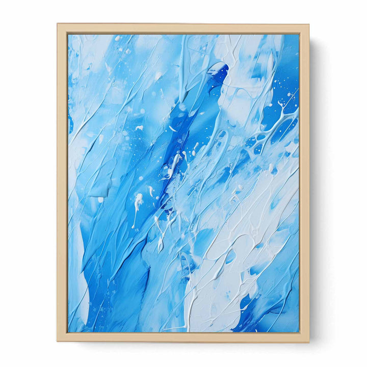 Blue White Art Painting Color Drips  Poster