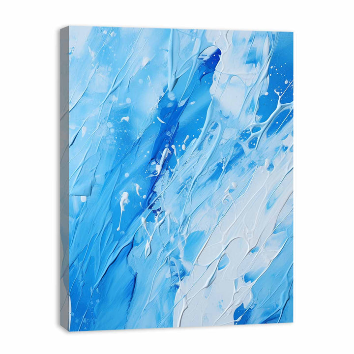 Blue White Art Painting Color Drips 