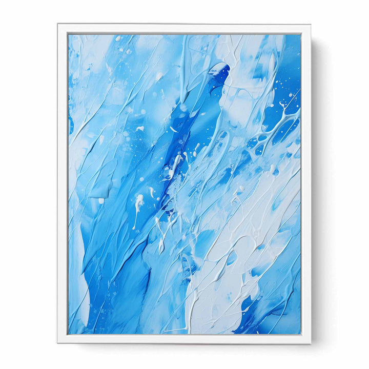 Blue White Art Painting Color Drips  Canvas Print