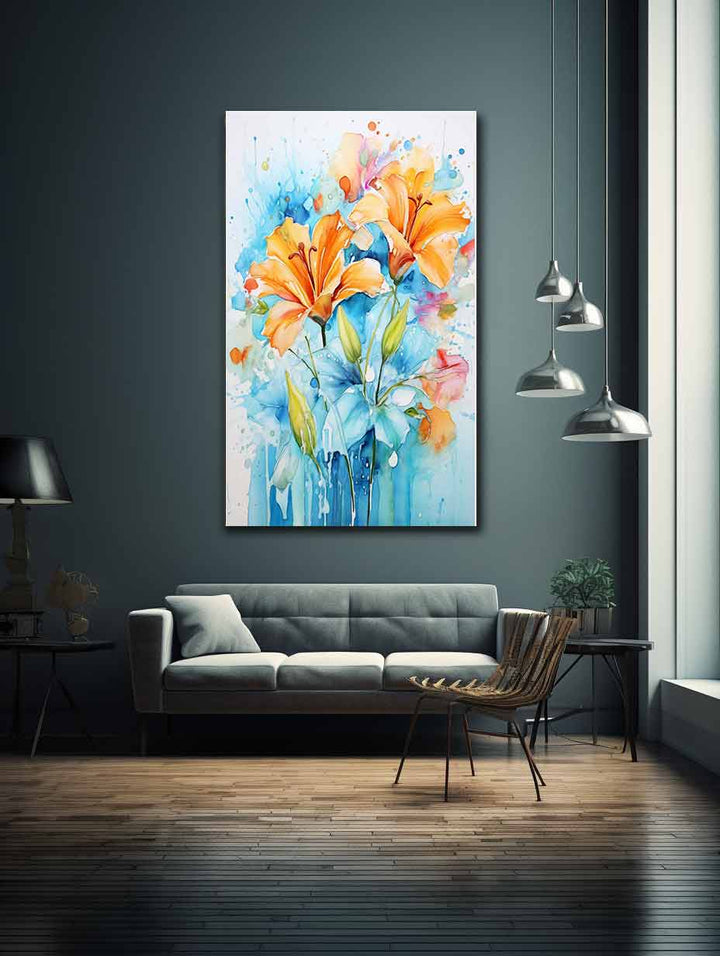  Flower Leaves  Dripping Color Painting 