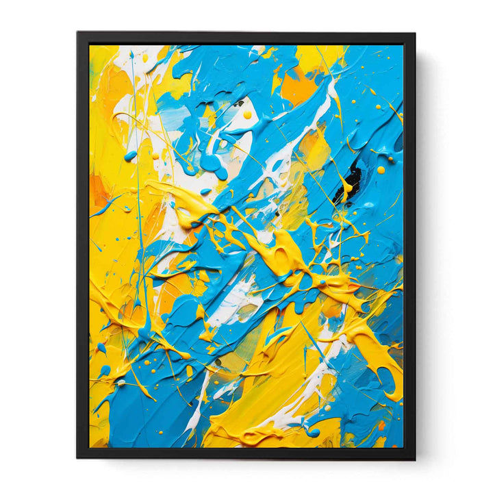 Yellow Blue Dripping Color Painting 