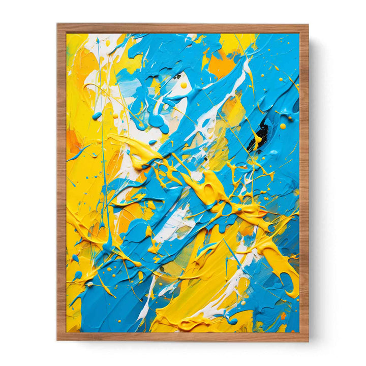 Yellow Blue Dripping Color Painting 