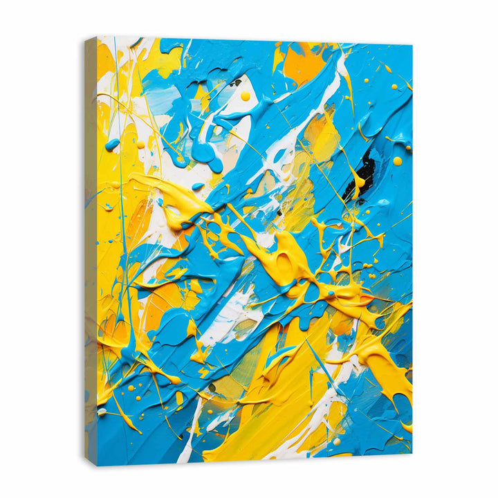 Yellow Blue Dripping Color Painting 