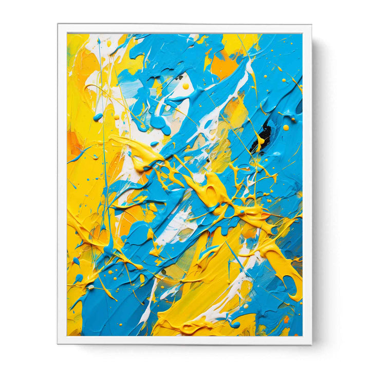 Yellow Blue Dripping Color Painting  Canvas Print