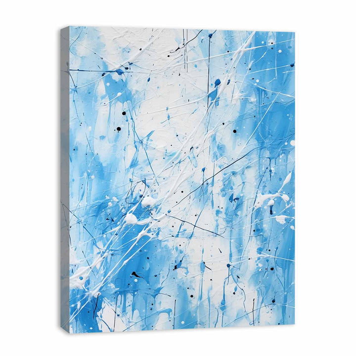 Painting Blue White Color Drips  