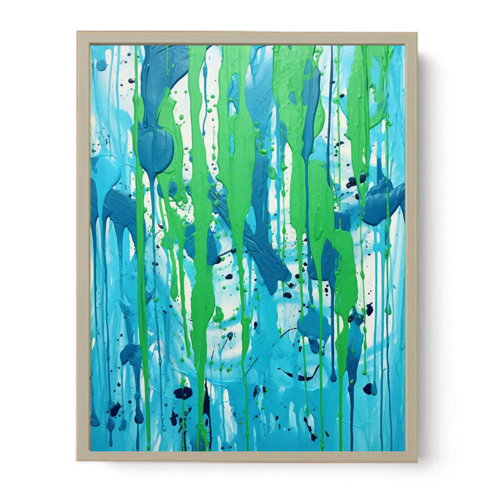 Green Dripping Color Painting Framed Print