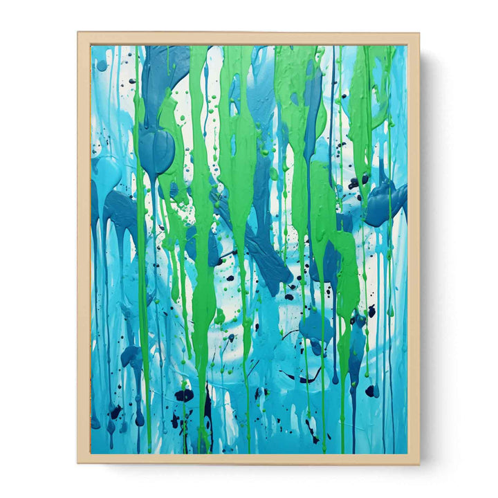 Green Dripping Color Painting  Poster