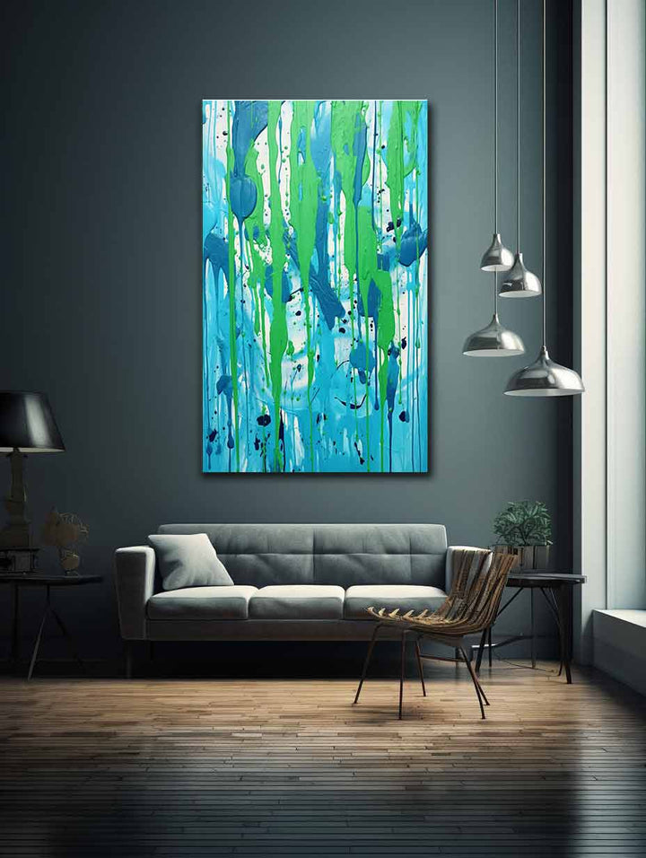 Green Dripping Color Painting 