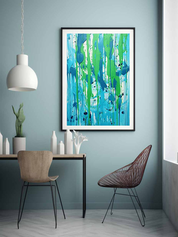 Green Dripping Color Painting 