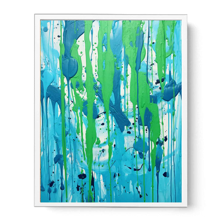 Green Dripping Color Painting  Canvas Print