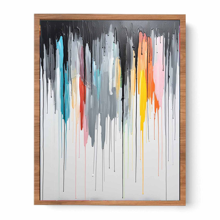 Grey Color Dripping Color  Art Painting 