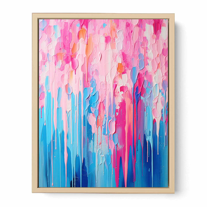 Pink Blue Dripping Color  Art Painting  Poster