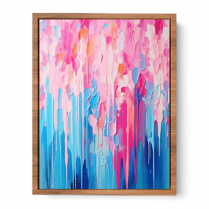 Pink Blue Dripping Color  Art Painting 