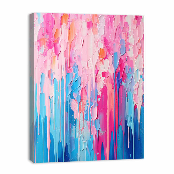 Pink Blue Dripping Color  Art Painting 