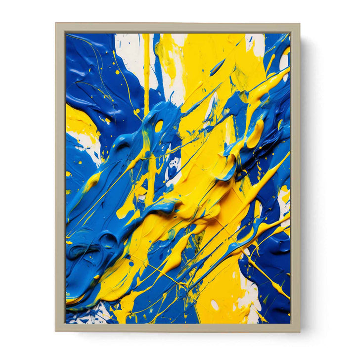 Yellow Blue Art Painting Framed Print