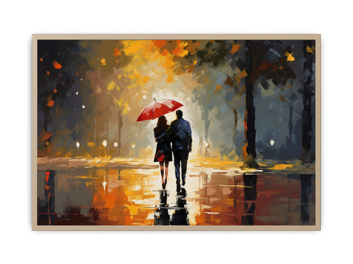 Couple Umbrella Painting  Framed Print