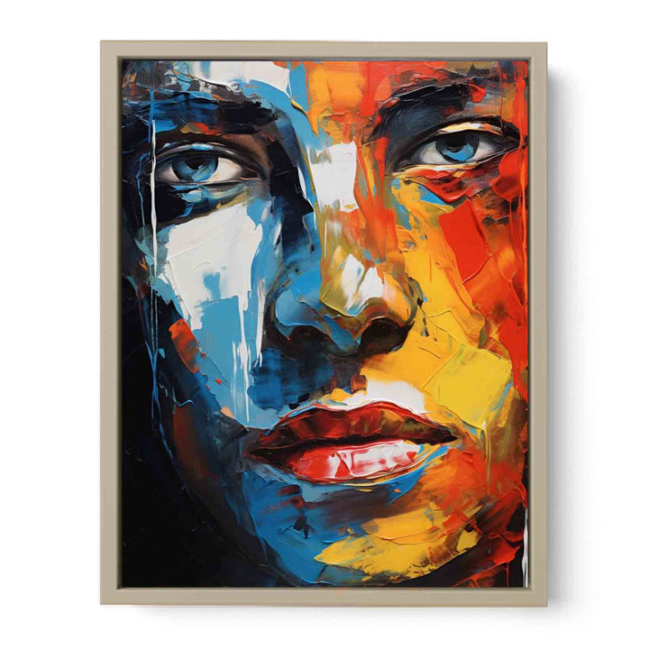 Man Face Modern Art Painting Framed Print