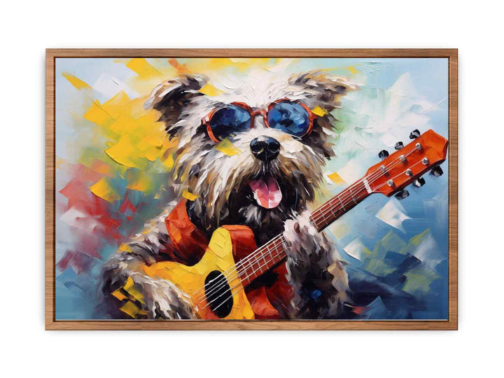 Dog Guitar Modern Art Painting Framed Print