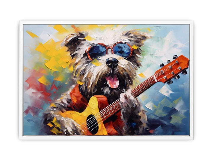 Dog Guitar Modern Art Painting Canvas Print