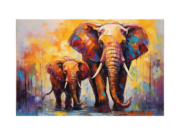 Elephant and Baby Elephant Painting 