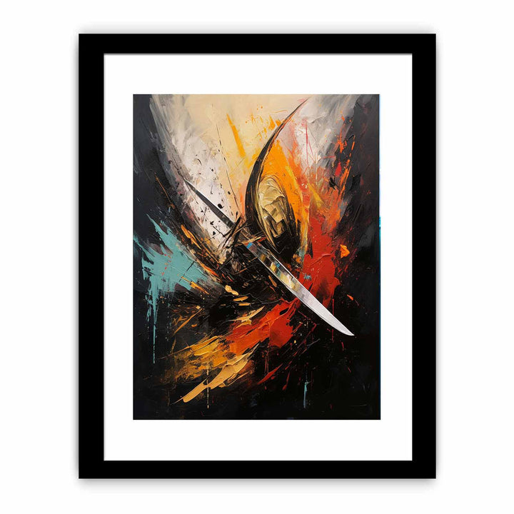 Red Knife Art Abstract Painting Framed Print