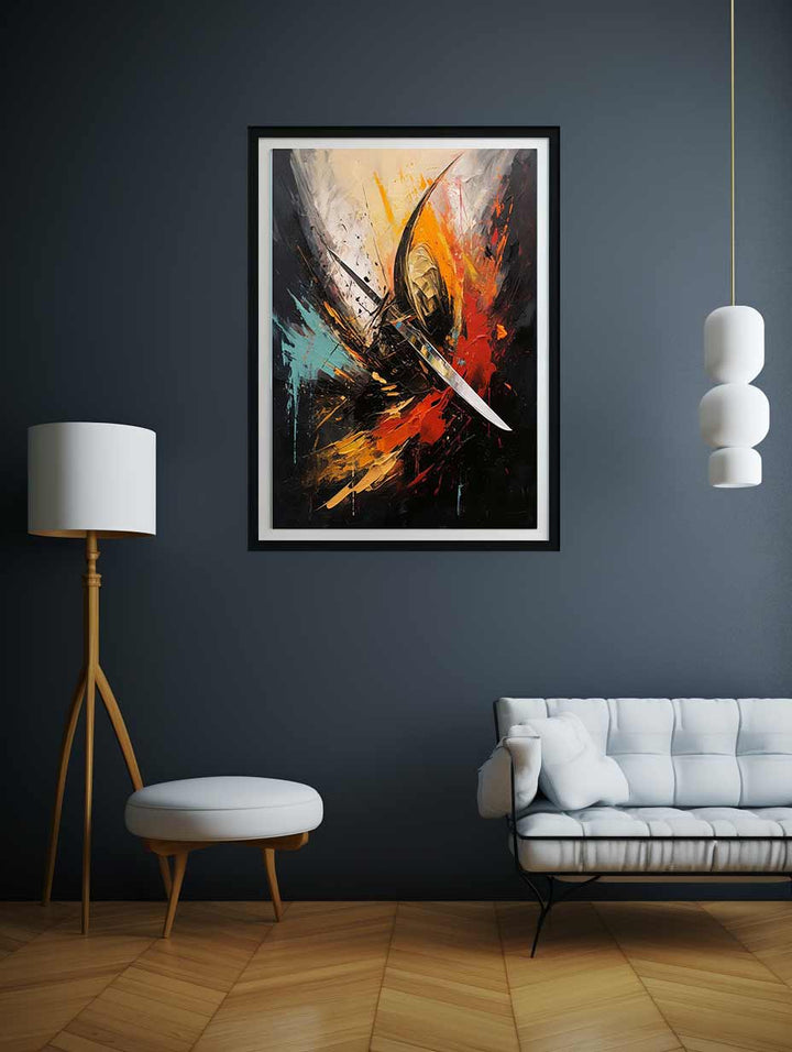 Red Knife Art Abstract Painting 