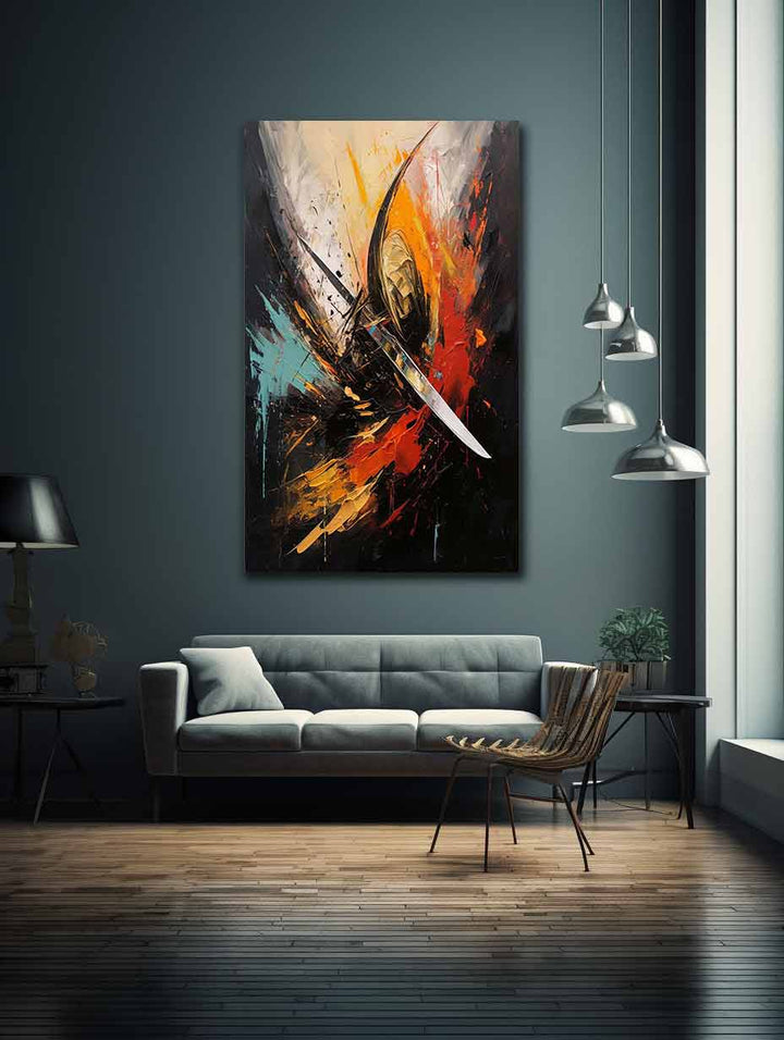 Red Knife Art Abstract Painting 