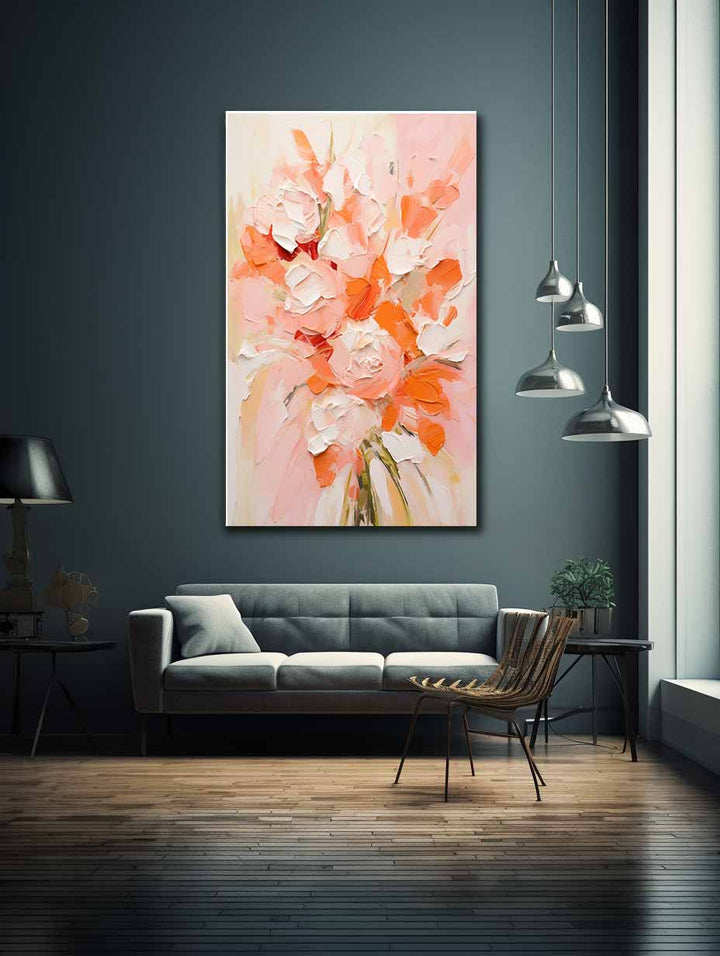 Peach Abstract Knife Art Painting 